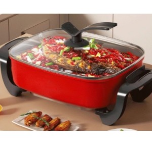 小泽熊电热火锅电炒菜炒锅一体多功能不粘电煮锅家用蒸煮炒煎电锅